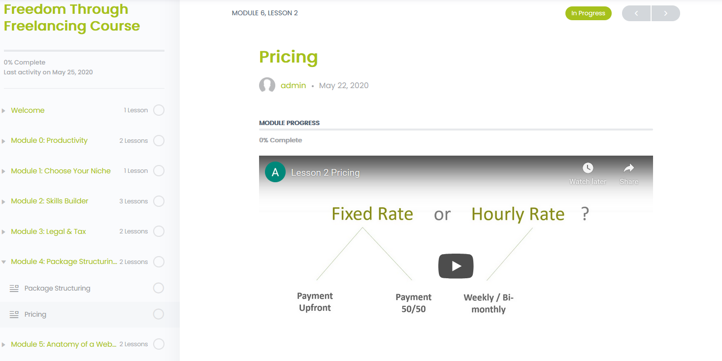 Freedom Through Freelancing Course: Pricing - Fixed rate vs hourly