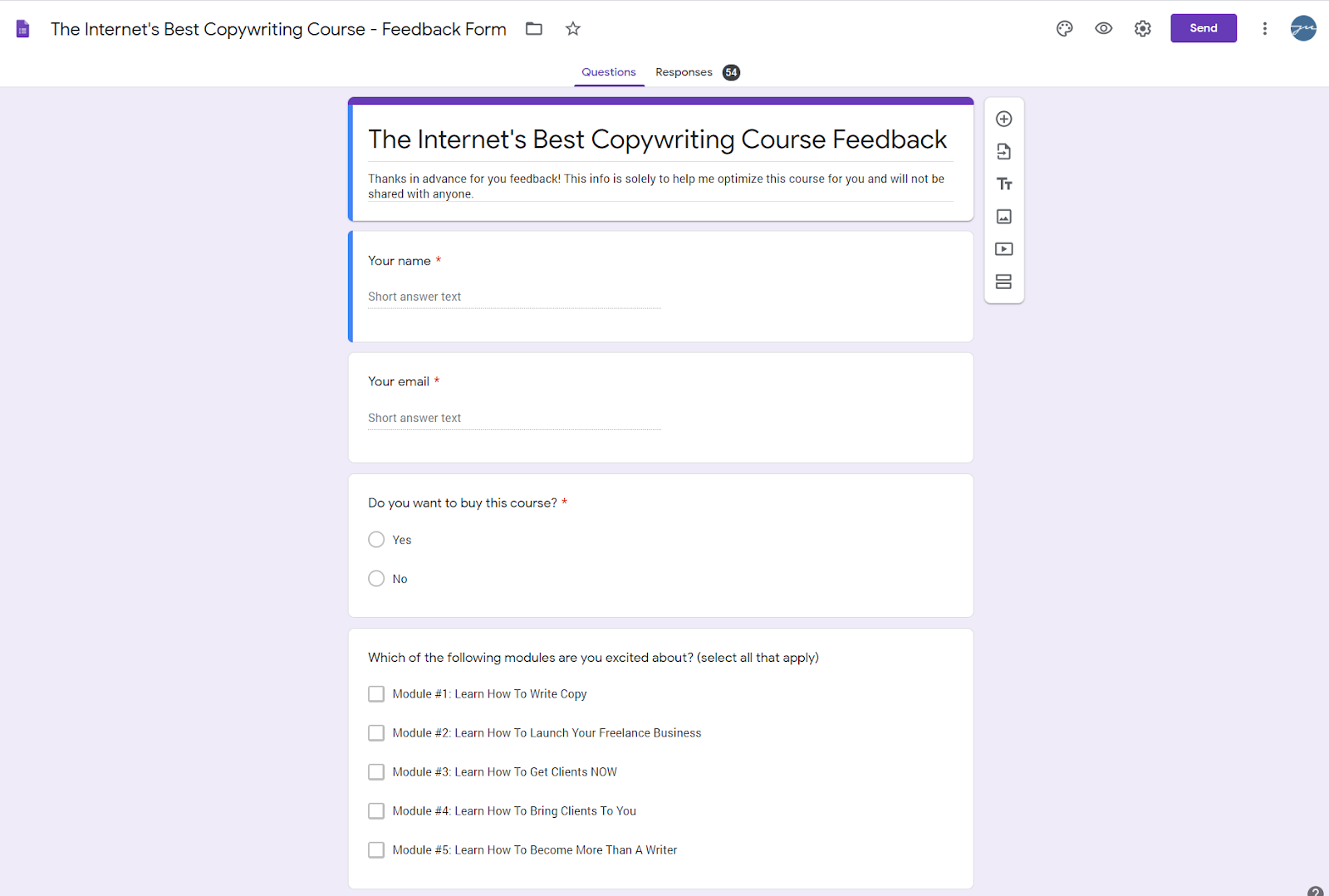 The Internet's Best Copywriting Course Feedback