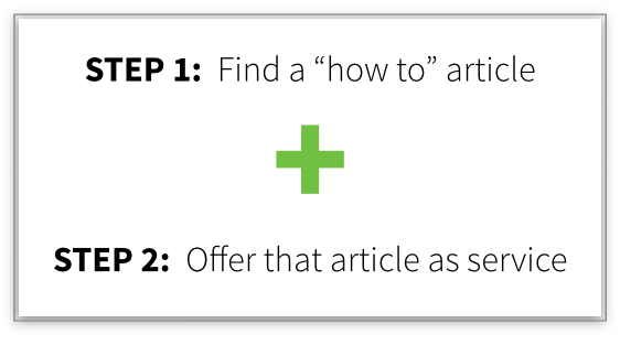 Step 1: Find a "how to" article. Step 2: Offer that article as service.
