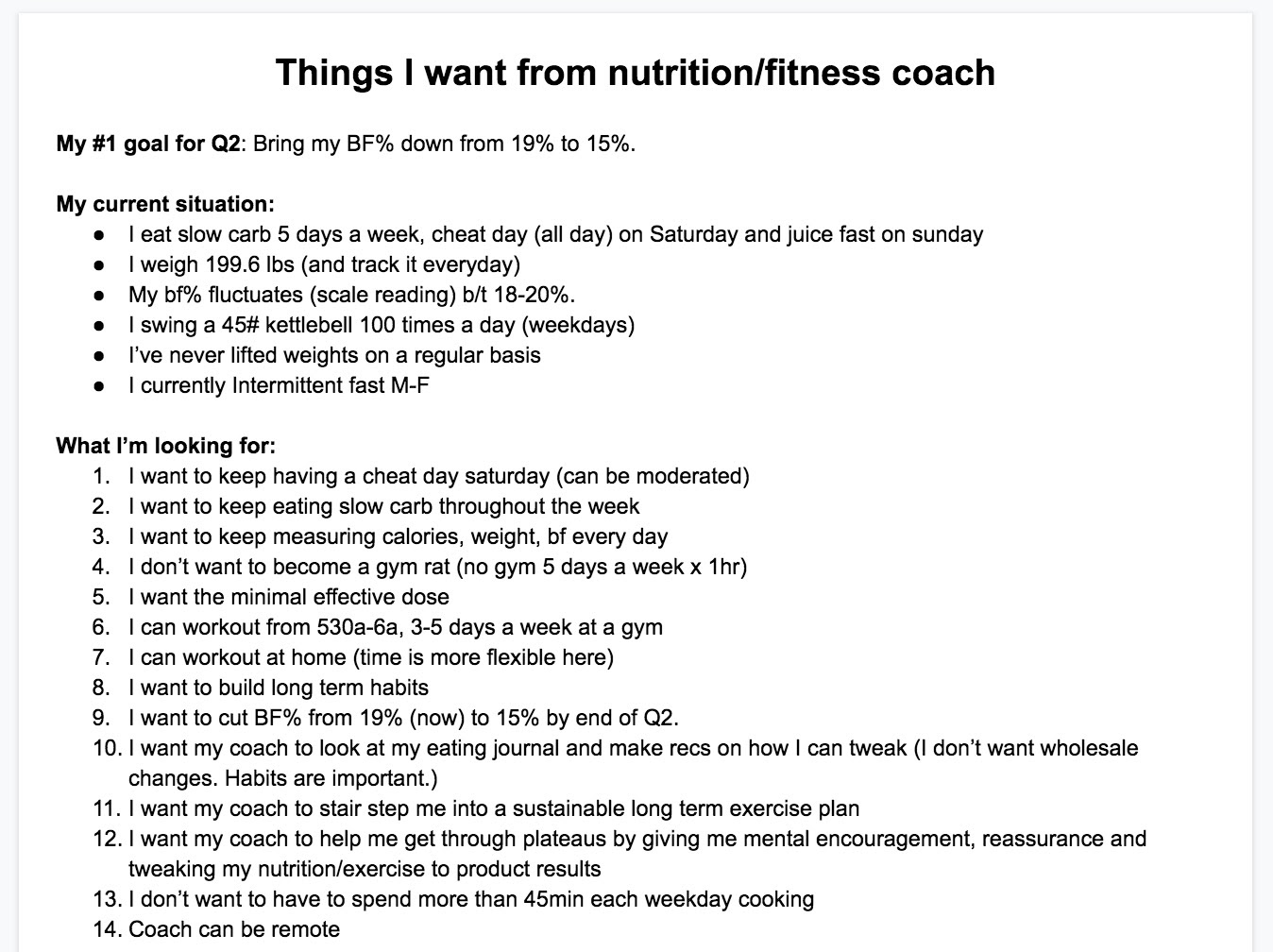 Things I Want From a Nutrition/ Fitness Coach