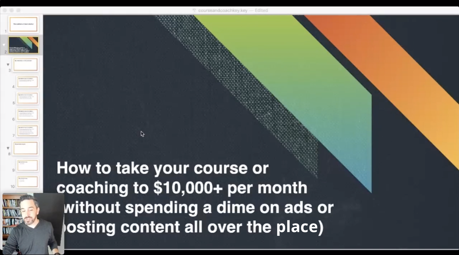 "How to take your course or coaching to $10K per month without spending a dime on ads or posting content all over the place" was Bryan's monthly webinar that drove dozens of leads.