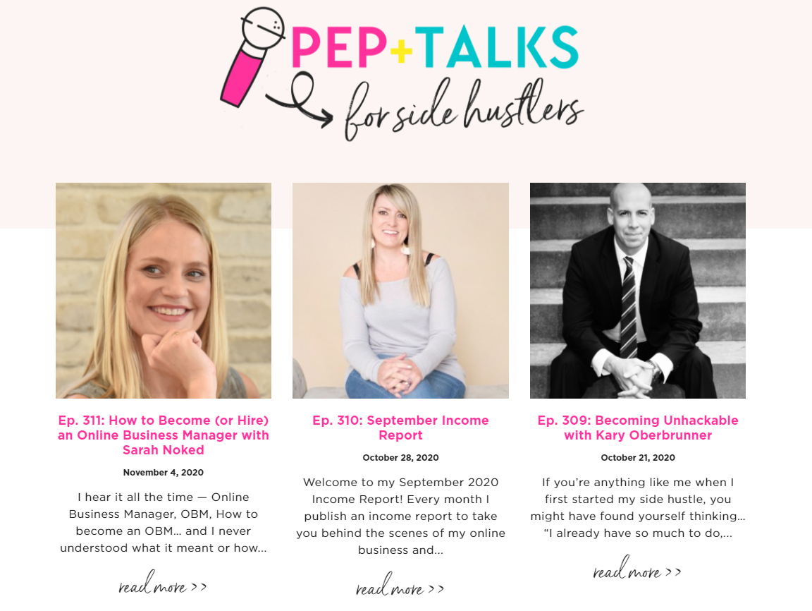 Pep+Talks for Side Hustlers: Episode 311, 310, 309